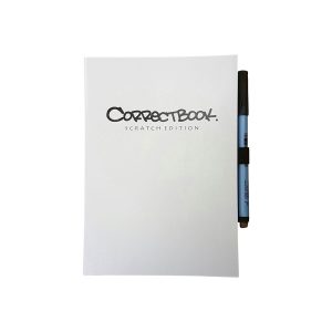 Correctbook Scratch; unendlich wieder verwendbares Notizbuch, ein tüchtiges Notizbuch mit Stift und Radierer,
