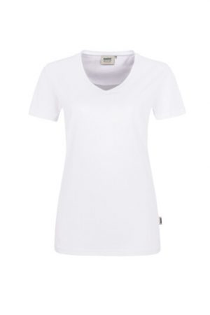 HAKRO Damen V-Shirt Mikralinar® (No. 181) als Werbeartikel mit Logo im PRESIT Online-Shop bedrucken lassen