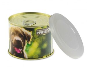 Hunde-Leckerli-Konserve als Werbeartikel mit Logo im PRESIT Online-Shop bedrucken lassen