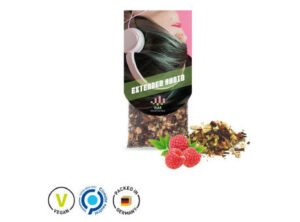 Premium Tee Tassenreiter aus Glanzkarton Früchtetee mit Himbeergeschmack als Werbeartikel mit Logo bedrucken