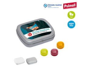 MINI-Klappdose mit Pulmoll Pastillen als Werbeartikel mit Logo bedrucken