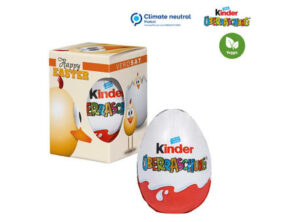 Kinder-Überraschungs-Ei in Werbegeschenkbox mit Sichtfenster als Werbeartikel mit Logo bedrucken