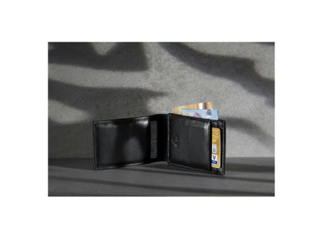 RFID Leder-Etui für Kreditkarten und Ausweise mit Münzfach - Detailansicht Werbeartikel 1