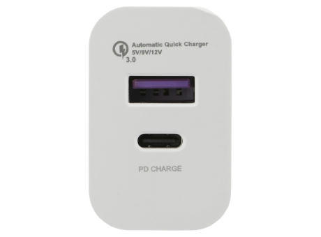 Ladegerät mit 18W Power Delivery und Quick Charge für USB Typ A und Typ C - Detailansicht Werbeartikel 1