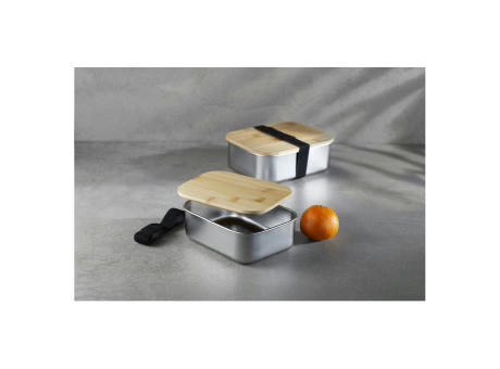 Lunchbox 1000 ml aus Edelstahl mit Bambus-Deckel - Detailansicht Werbeartikel 5