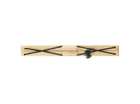 Praktisches Bambus-Schneidebrett mit zwei Messern für unterwegs - Detailansicht Werbeartikel 1