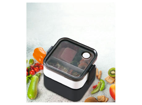 DUO Doppel- Lunchbox mit auslaufsicherem Deckel als Werbeartikel mit Logo bedrucken