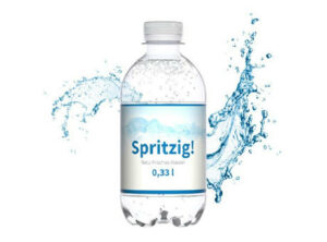 330 ml Wasser spritzig - Eco Label (außerh. Deutschlands) als Werbeartikel mit Logo bedrucken