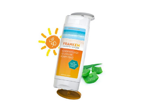 DuoPack Sonnenmilch LSF 50 (sensitiv) + After Sun Lotion (2 x 50 ml) als Werbeartikel mit Logo bedrucken