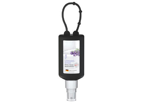 50 ml Bumper schwarz  - Lavendel-Spray - Body Label als Werbeartikel mit Logo bedrucken