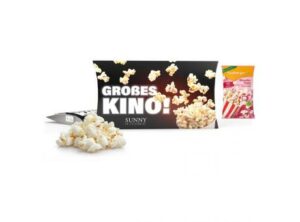 Mikrowellen-Popcorn in Werbekartonage als Werbeartikel mit Logo bedrucken