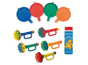 PUSTEFIX Multi Trompet Seifenblasen-Spiele-Set als Werbeartikel mit Logo bedrucken