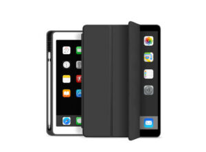 Tablet Hülle iPad™  Air4/5 10.9 (2020/2022) mit Apple Pencil™ HalterungPC/TPU Back Cover Fold.it Case schwarz als Werbeartikel mit Logo bedrucken