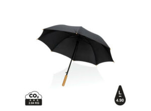 23" Impact AWARE™ RPET 190T Auto-Open Bambus-Schirm als Werbeartikel mit Logo bedrucken