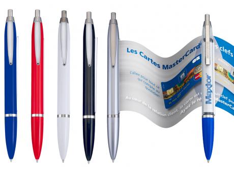 Info-Pen Classic Made in Germany Kugelschreiber mit ausziehbarer Werbefahne als Werbeartikel mit Logo bedrucken