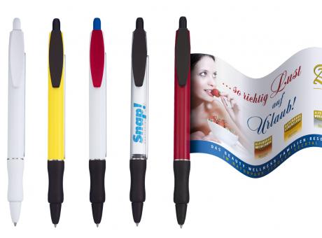 Info-Pen Basic Made in Germany Kugelschreiber mit ausziehbarer Werbefahne als Werbeartikel mit Logo bedrucken
