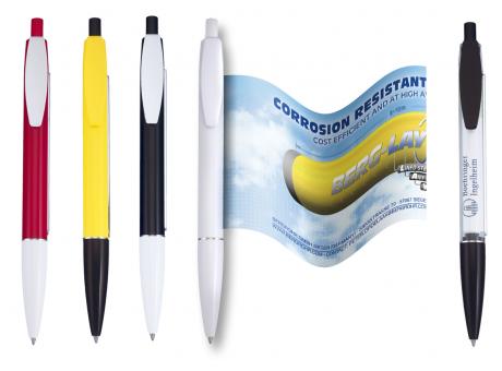 Info-Pen Premium Made in Germany Kugelschreiber mit ausziehbarer Werbefahne als Werbeartikel mit Logo bedrucken