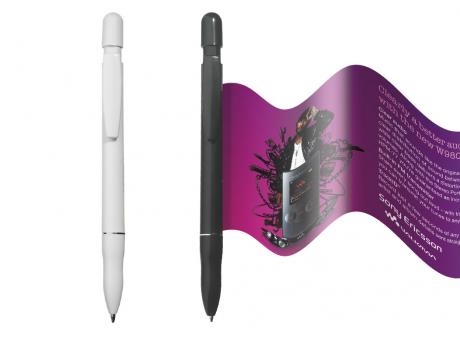 Info-Pen Starline Kugelschreiber mit ausziehbarer Werbefahne als Werbeartikel mit Logo bedrucken
