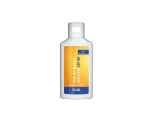 50 ml Flasche - Sonnenmilch LSF 50 (sensitiv) - Body Label als Werbeartikel mit Logo bedrucken